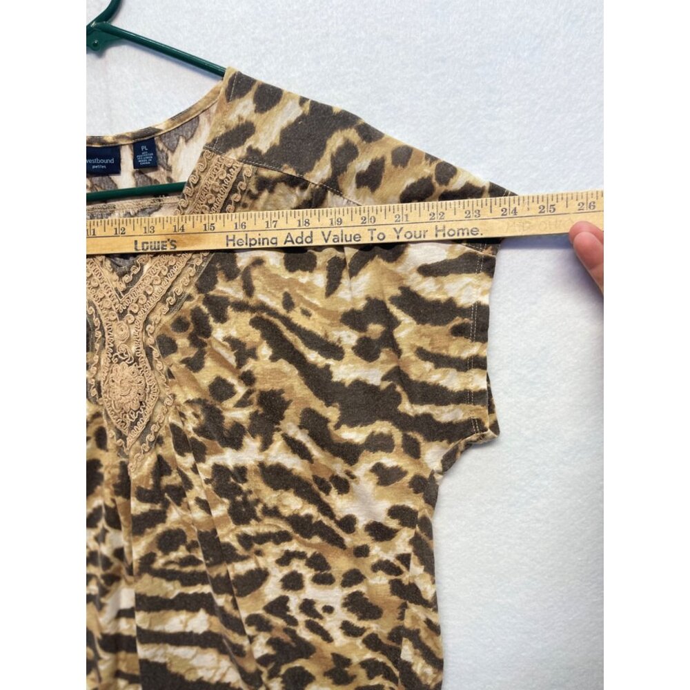 Westbound Petites Animal Print Blouse Quarter Sleeve Pullover Size Petite Large - Picture 6 of 7